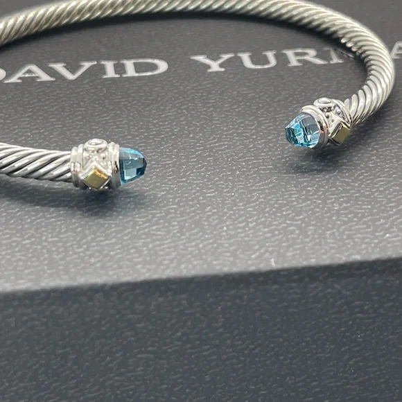 David Yurman Renaissance Blue Topaz Bracelet with 18K Yellow Gold - Picture 2 of 15